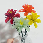 Vibrant Mini Hand-Blown Glass Chrysanthemum Stem – Translucent Floral Art Keepsake