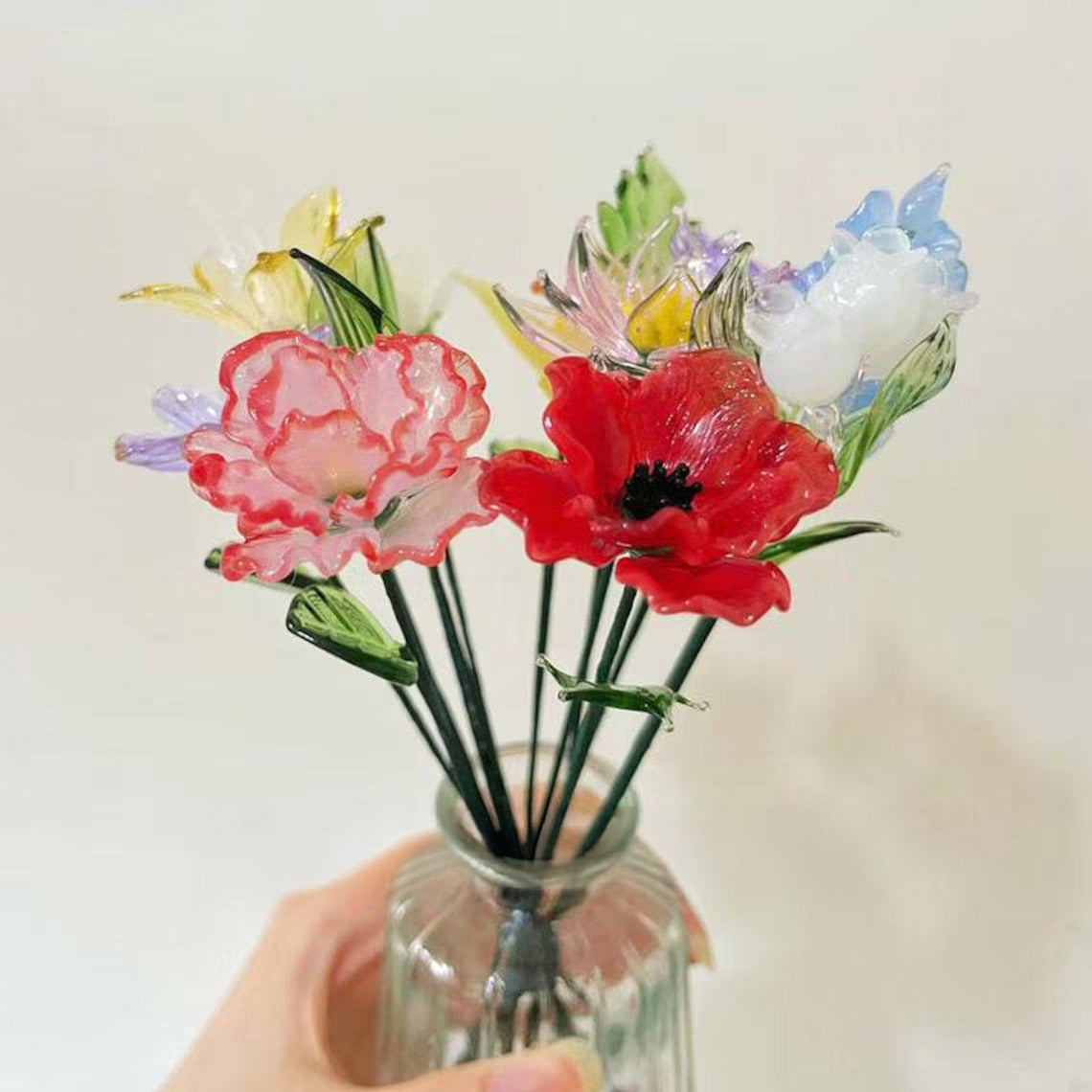Ultimate Custom Mini Hand-Blown Glass Flower Bouquet – Personalized Assortment Stems