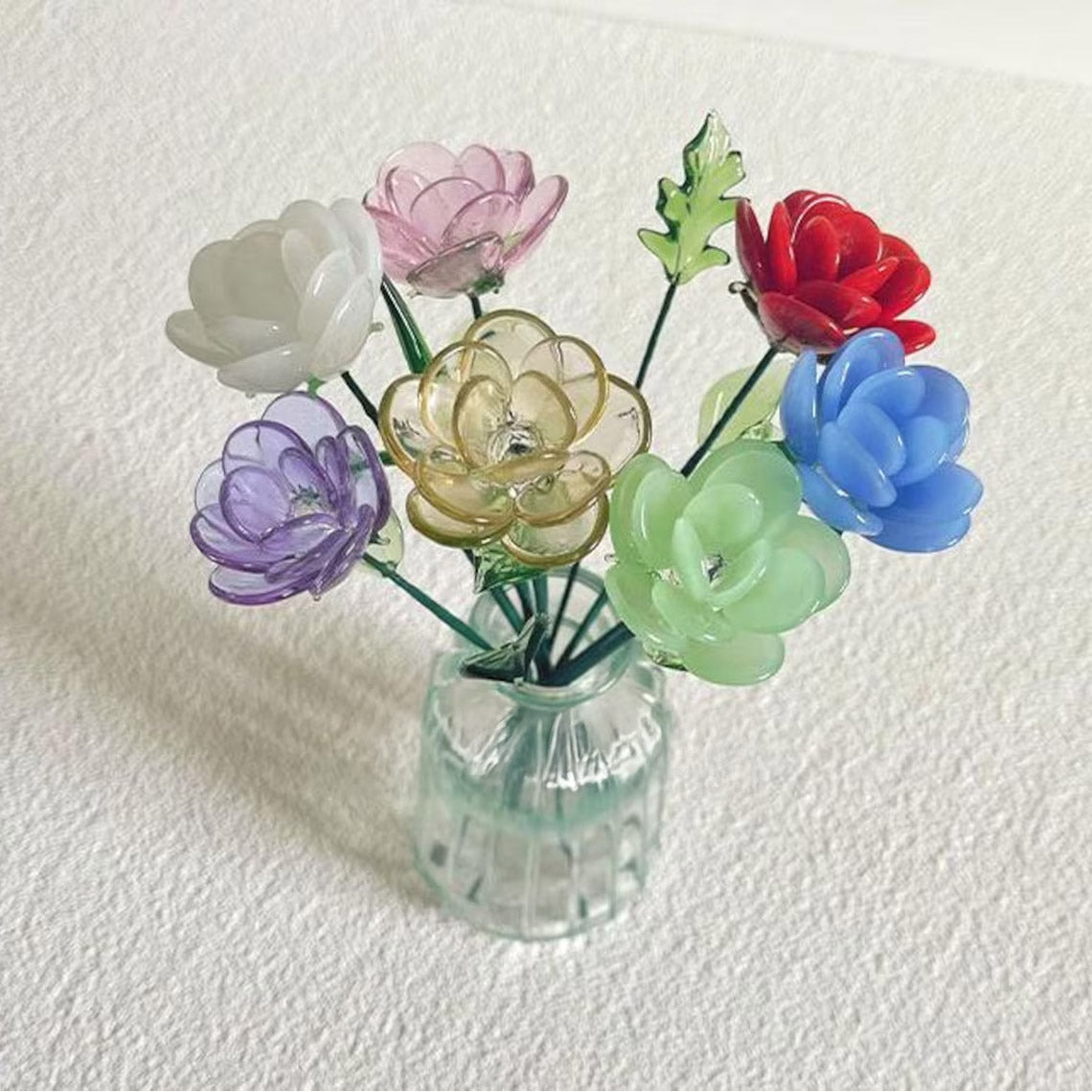 Mini Hand-Blown Glass Rose Stem – June Birth Flower & Everlasting Anniversary Gift