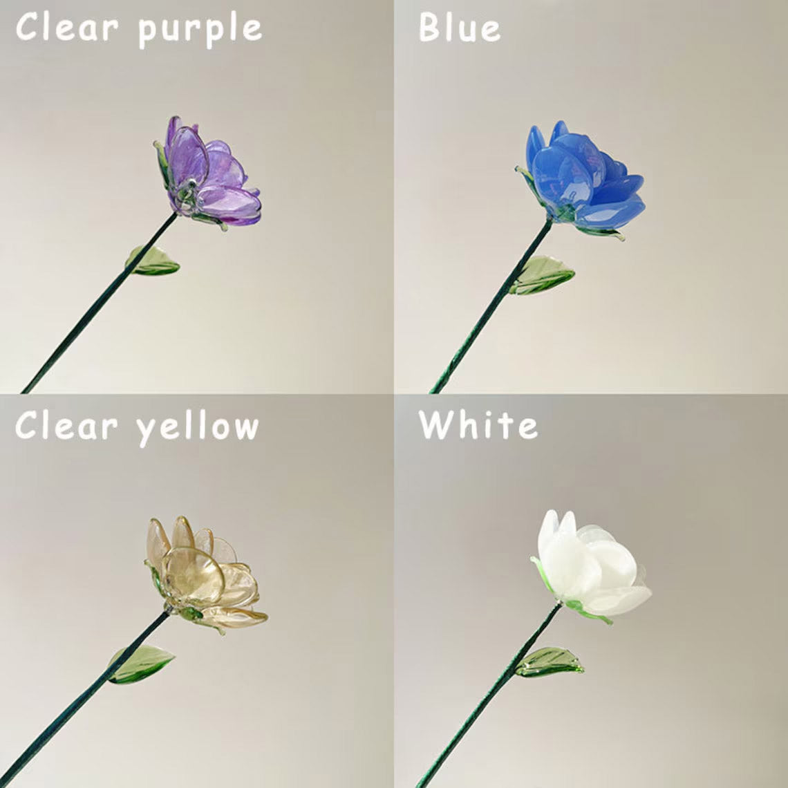 Mini Hand-Blown Glass Rose Stem – June Birth Flower & Everlasting Anniversary Gift