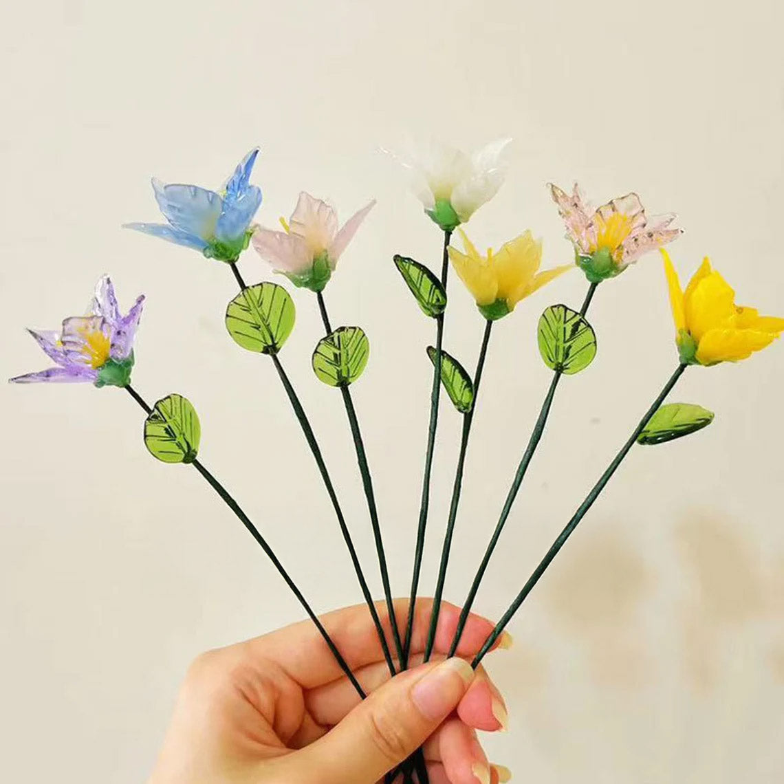 Mini Hand-Blown Glass Rose Stem – June Birth Flower & Everlasting Anniversary Gift