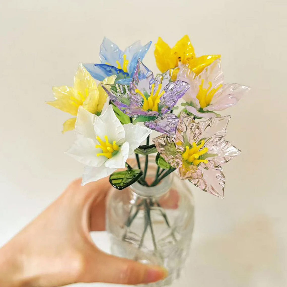 Mini Hand-Blown Glass Rose Stem – June Birth Flower & Everlasting Anniversary Gift