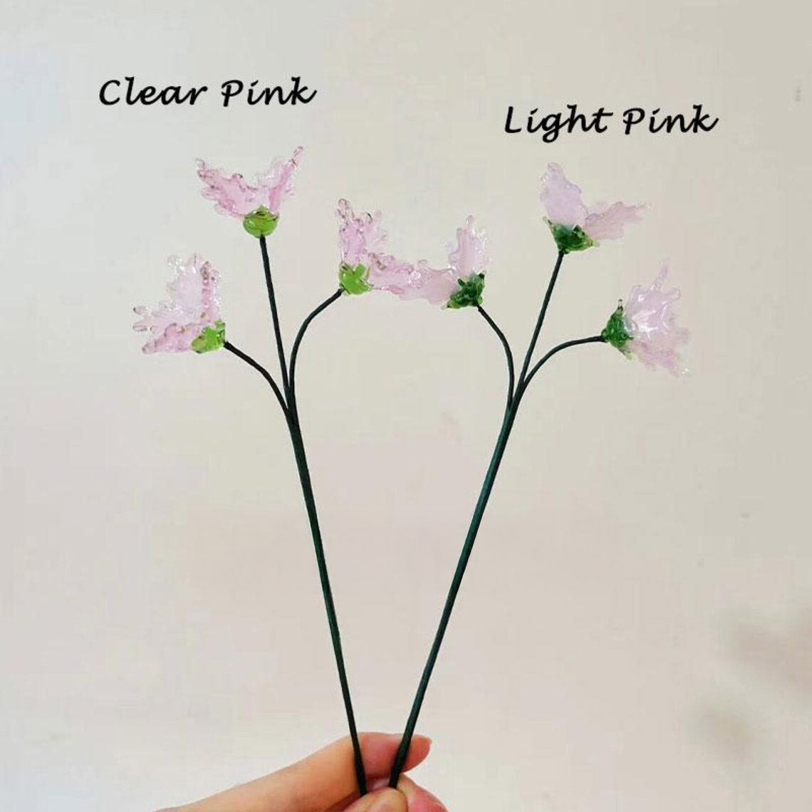 Mini Hand-Blown Glass Gladiolus Spray – August Birth Flower & Ruffled Petal Stem