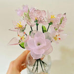 Mini Hand-Blown Pink Pastel Glass Flower Assortment – Single Stem Lily & Orchid Art