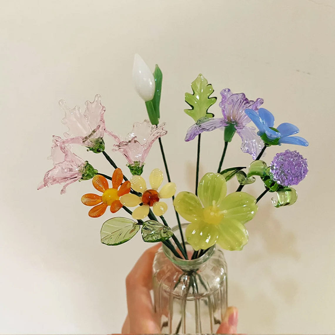 Custom Glass Birth Flower Stem Collection – Personalized Mini Floral Art Keepsake