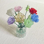 Mini Hand-Blown Glass Rose Stem – Vibrant Rainbow June Birth Flower Keepsake