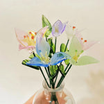 Mini Hand-Blown Glass Lily Stem – Flared Trumpet Flower Figurine & Pastel Gift