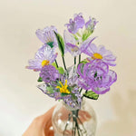 Mini Hand-Blown Amethyst Purple Flower Stems – Monochromatic Aster & Iris Keepsake