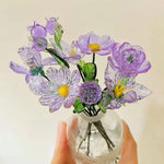 Mini Hand-Blown Amethyst Purple Flower Stems – Monochromatic Aster & Iris Keepsake