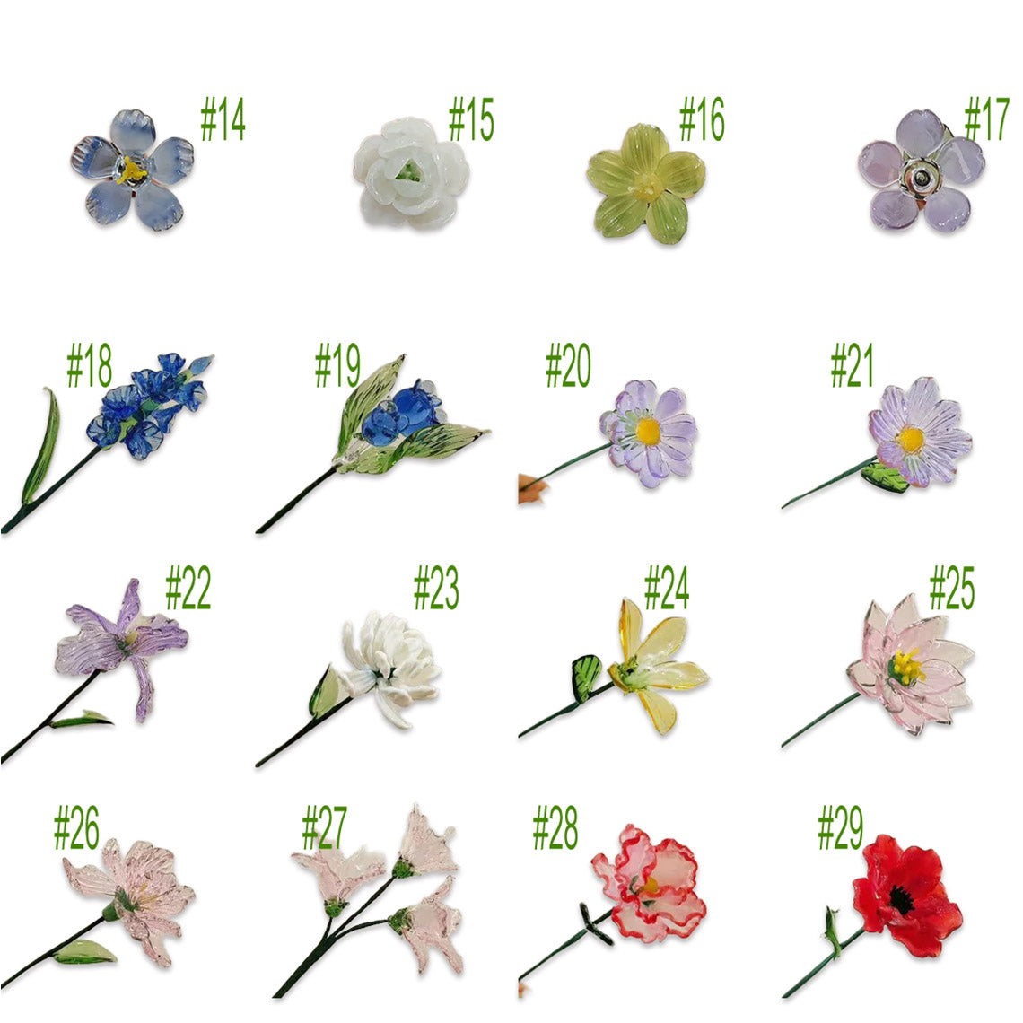 Mix & Match Hand-Blown Glass Flower Stem – Personalized Forever Floral Keepsake