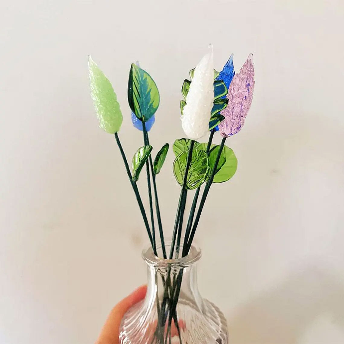 Boho Textured Glass Flower Spike – Mini Forever Lavender Stem in Custom Colors