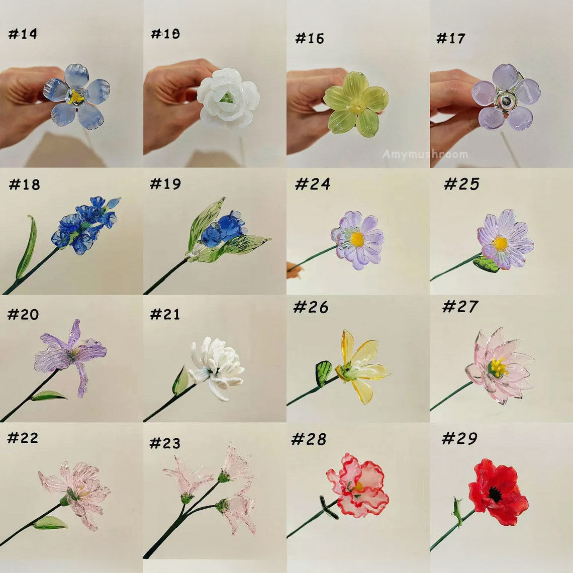 Mini Hand-Blown Yellow Floral Bouquet – Mixed Sunshine Glass Flower Stems