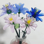 Vibrant Mini Hand-Blown Glass Chrysanthemum Stem – Translucent Floral Art Keepsake