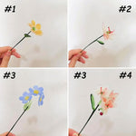 Mini Hand-Blown Glass Orchid & Forget-Me-Not Stem – Delicate Pastel Keepsake