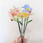 Mini Hand-Blown Glass Orchid & Forget-Me-Not Stem – Delicate Pastel Keepsake