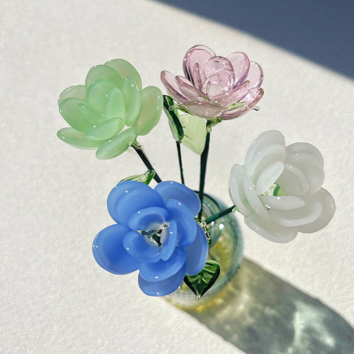 Mini Hand-Blown Glass Rose Stem – June Birth Flower & Everlasting Anniversary Gift