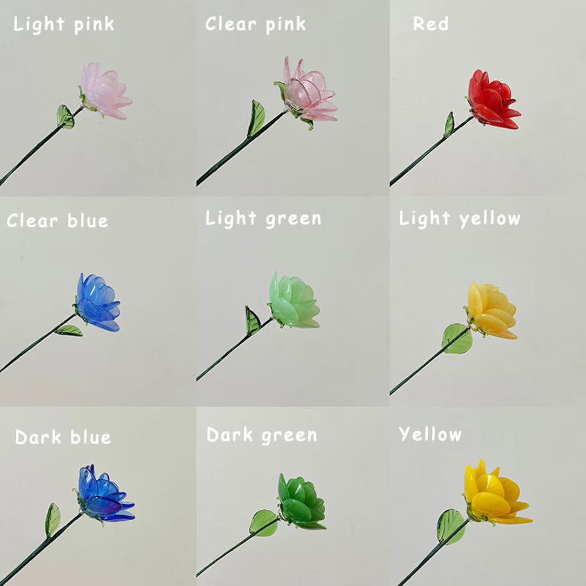 Mini Hand-Blown Glass Rose Stem – June Birth Flower & Everlasting Anniversary Gift