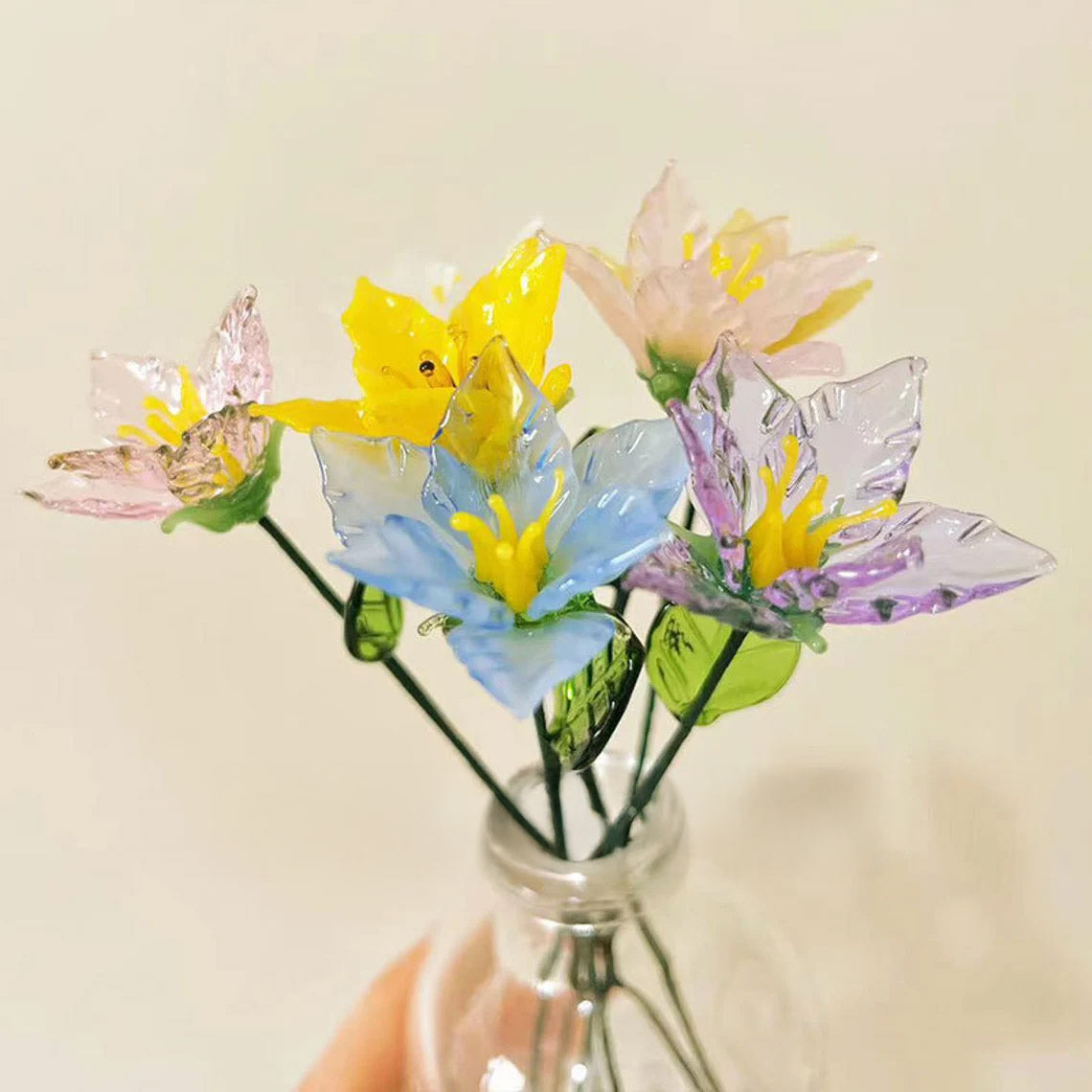 Mini Hand-Blown Glass Rose Stem – June Birth Flower & Everlasting Anniversary Gift