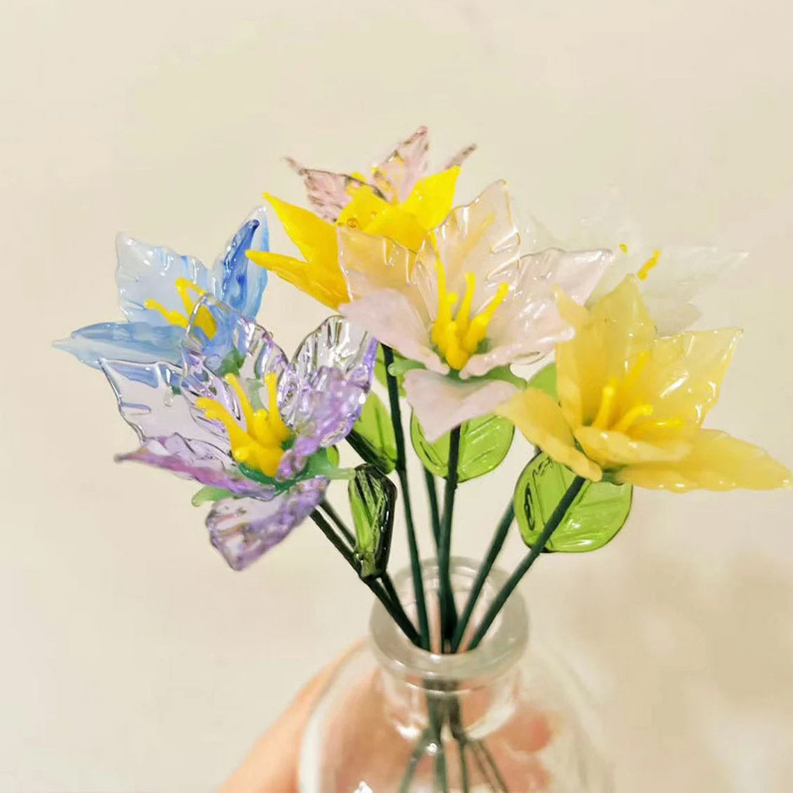 Mini Hand-Blown Glass Rose Stem – June Birth Flower & Everlasting Anniversary Gift