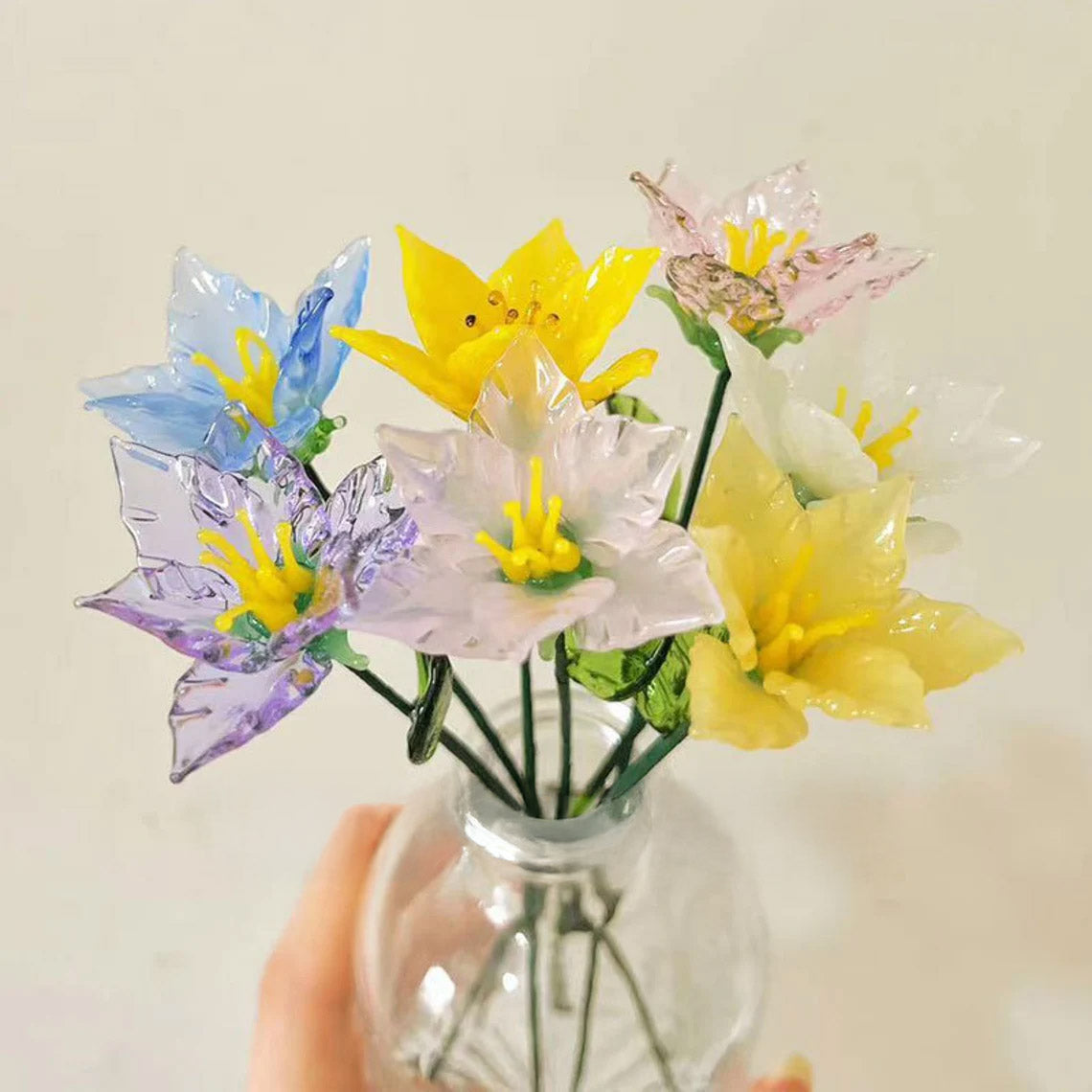 Mini Hand-Blown Glass Rose Stem – June Birth Flower & Everlasting Anniversary Gift