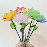 Mini Ruffled Glass Carnation Stem – January Birth Flower & Multicolored Keepsake