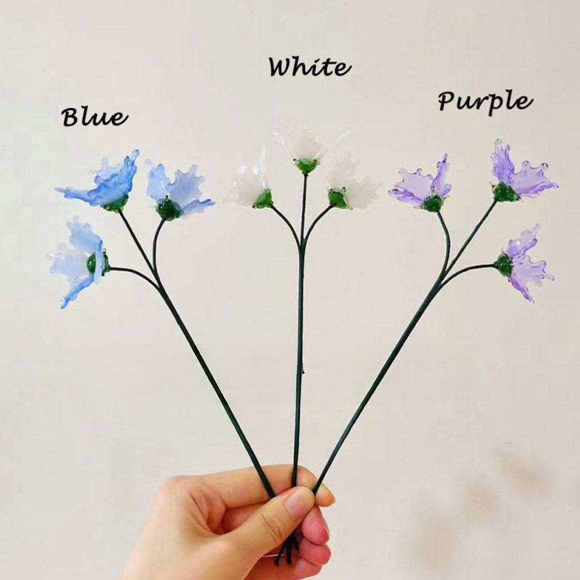 Mini Hand-Blown Glass Gladiolus Spray – August Birth Flower & Ruffled Petal Stem