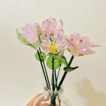 Mini Hand-Blown Pink Pastel Glass Flower Assortment – Single Stem Lily & Orchid Art