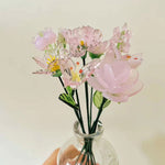 Mini Hand-Blown Pink Pastel Glass Flower Assortment – Single Stem Lily & Orchid Art