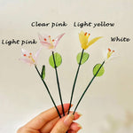 Mini Hand-Blown Glass Lily Stem – Trillium Flower & Custom Color Art Figurine
