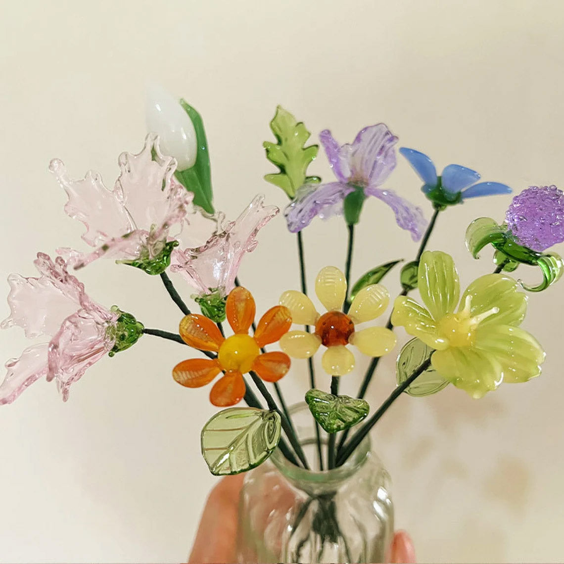 Custom Glass Birth Flower Stem Collection – Personalized Mini Floral Art Keepsake