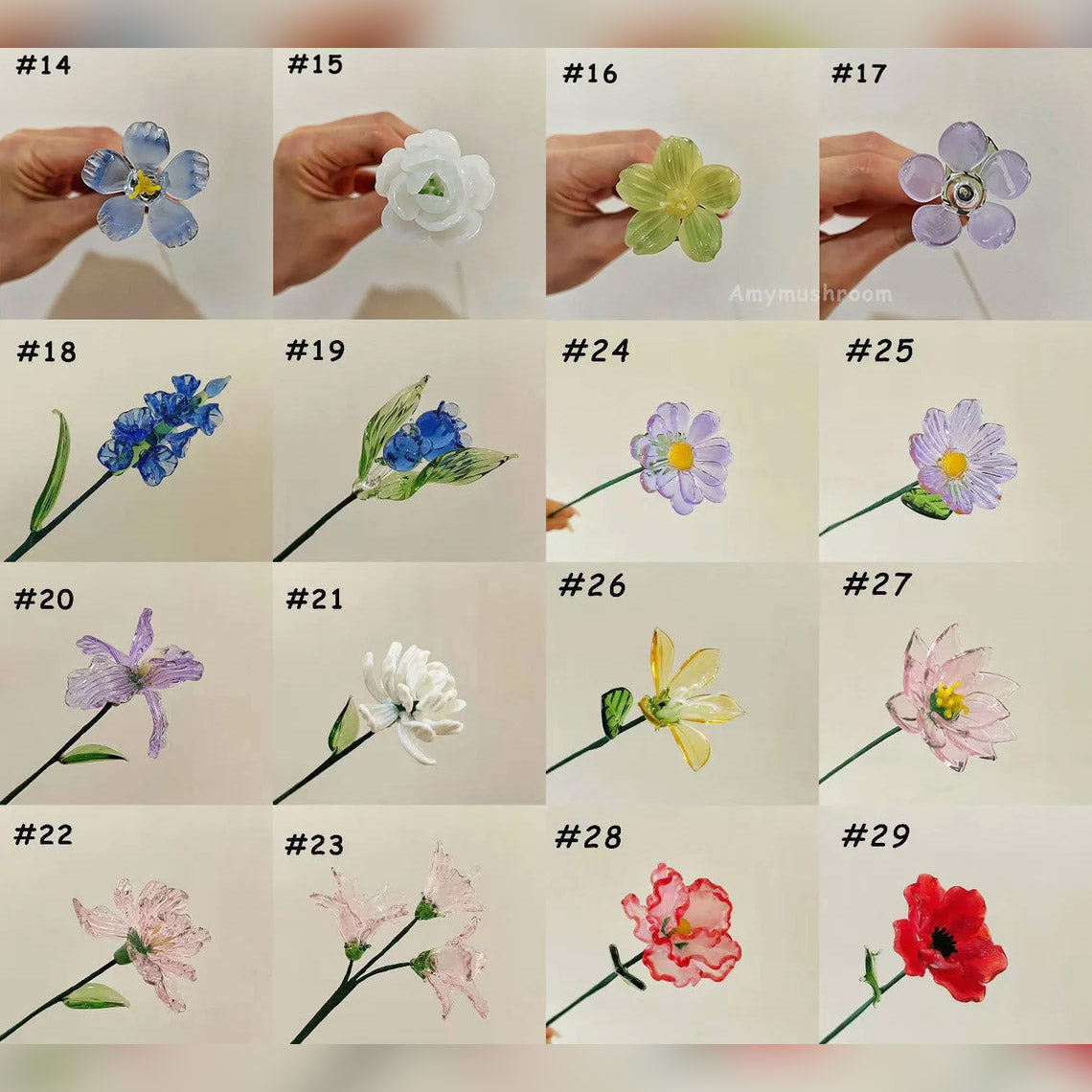 Mini Hand-Blown Monochromatic Yellow Flower Stems – Honeyed Floral Bouquet Assortment