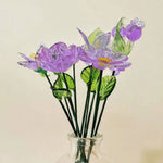 Mini Hand-Blown Amethyst Purple Flower Stems – Monochromatic Floral Art Keepsake