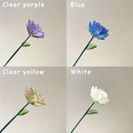 Mini Hand-Blown Glass Rose Stem – Vibrant Rainbow June Birth Flower Keepsake