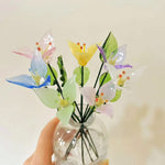 Mini Hand-Blown Glass Lily Stem – Flared Trumpet Flower Figurine & Pastel Gift