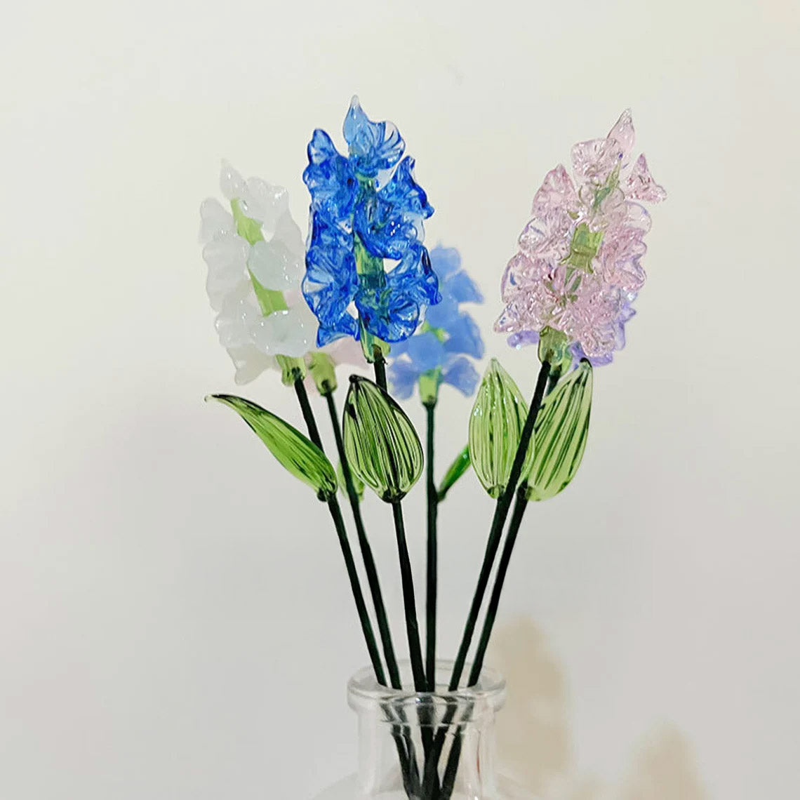Mini Hand-Blown Glass Larkspur Stem – July Birth Flower & Vibrant Floral Spike