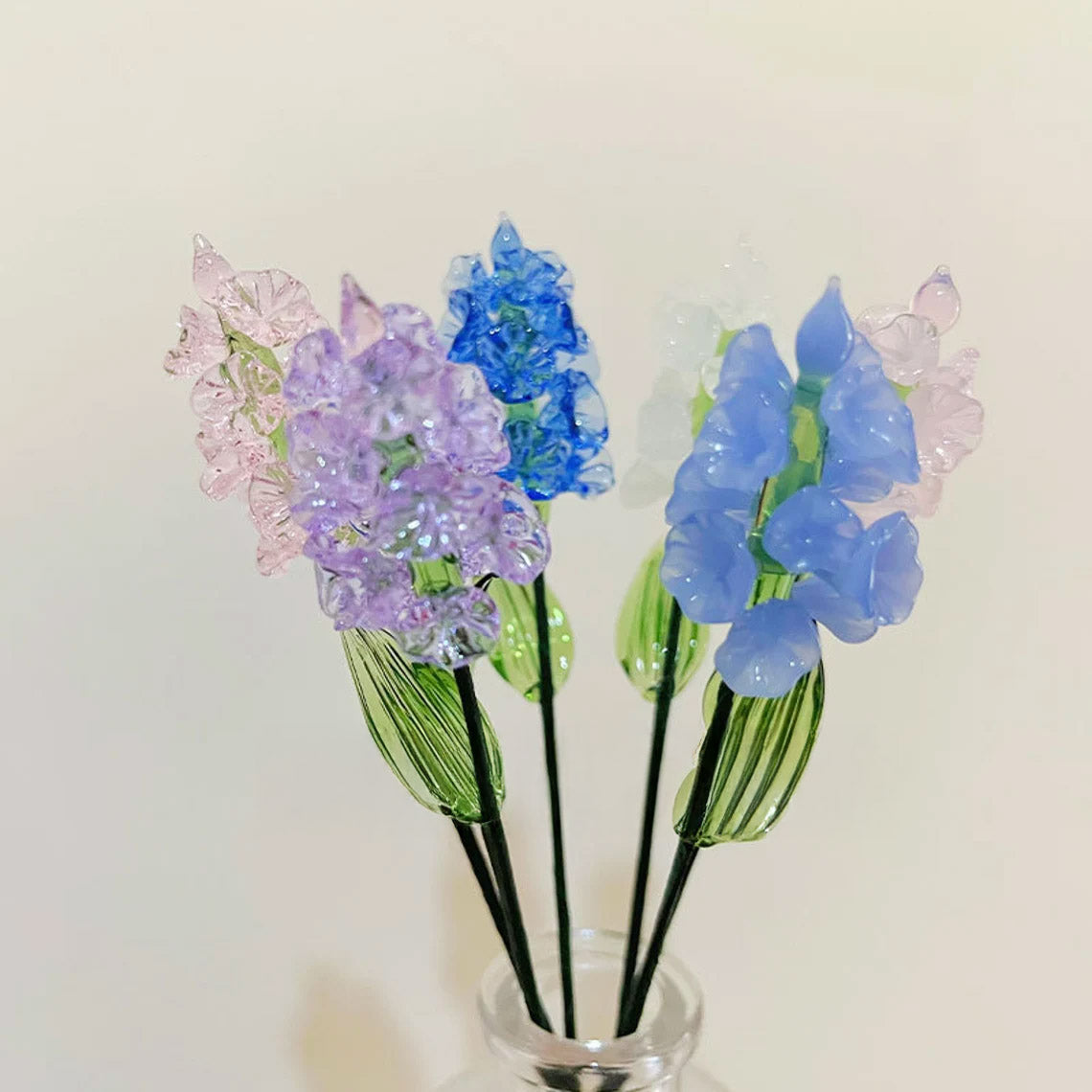 Mini Hand-Blown Glass Larkspur Stem – July Birth Flower & Vibrant Floral Spike
