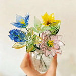 Mini Hand-Blown Glass Birth Flower Bouquet – Mixed Single Stems & Forever Gift