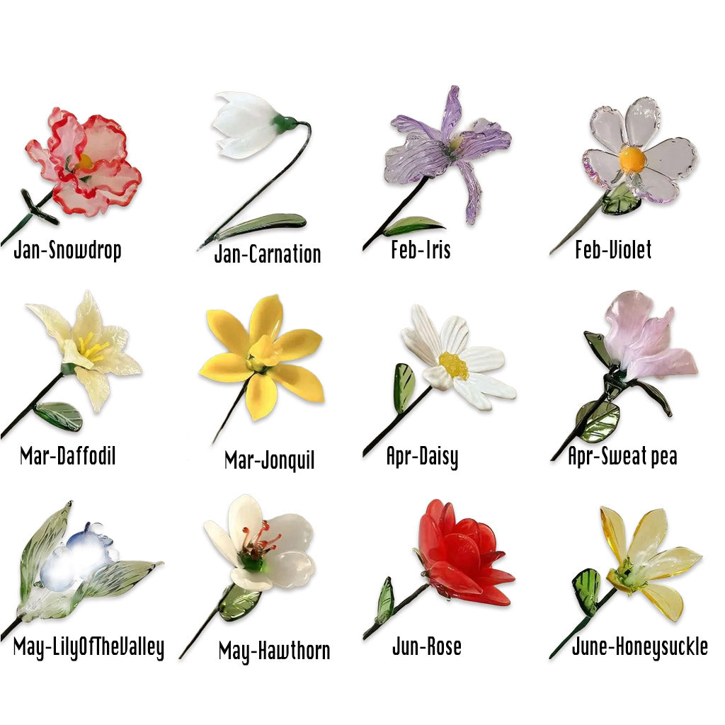 Mix & Match Hand-Blown Glass Flower Stem – Personalized Forever Floral Keepsake