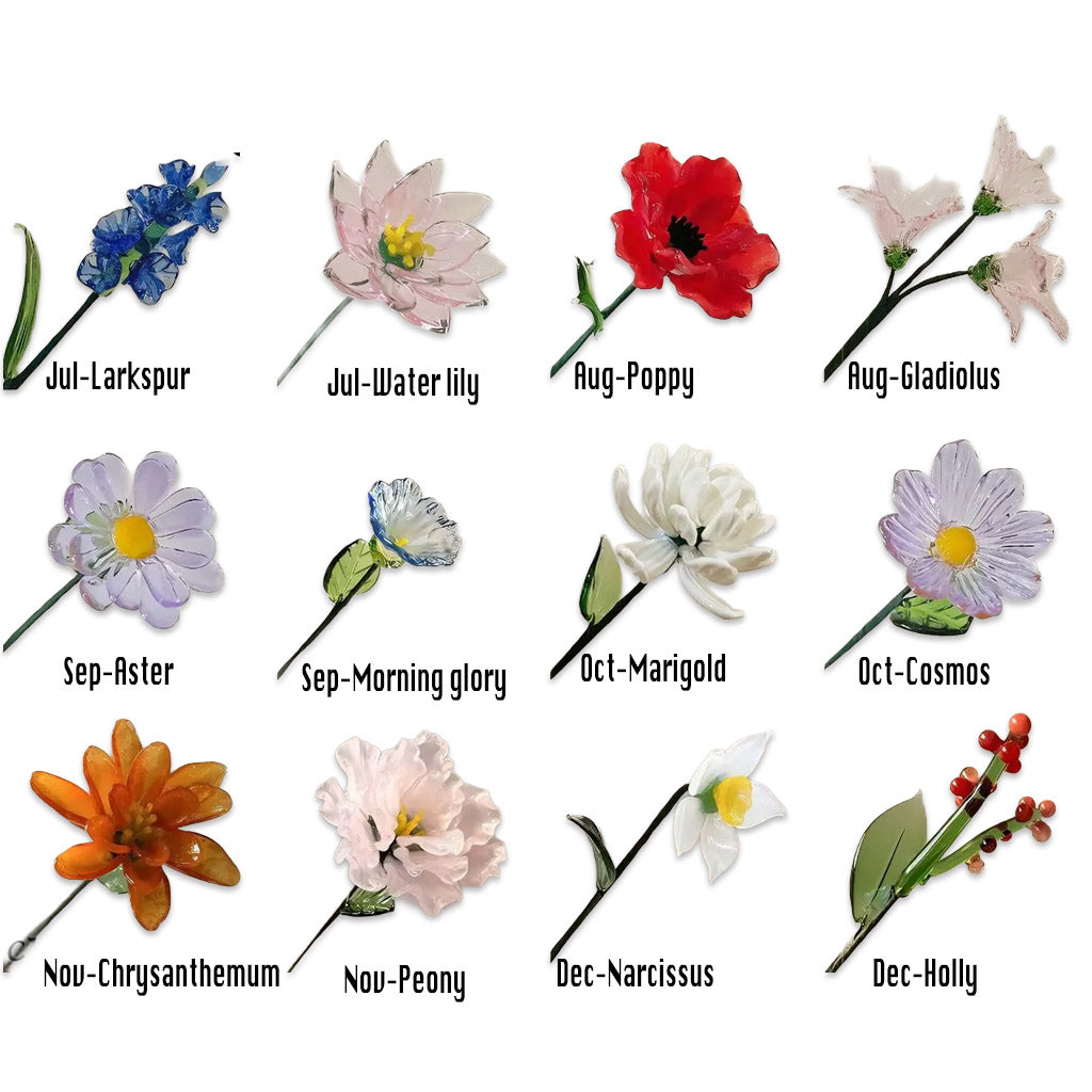 Mix & Match Hand-Blown Glass Flower Stem – Personalized Forever Floral Keepsake