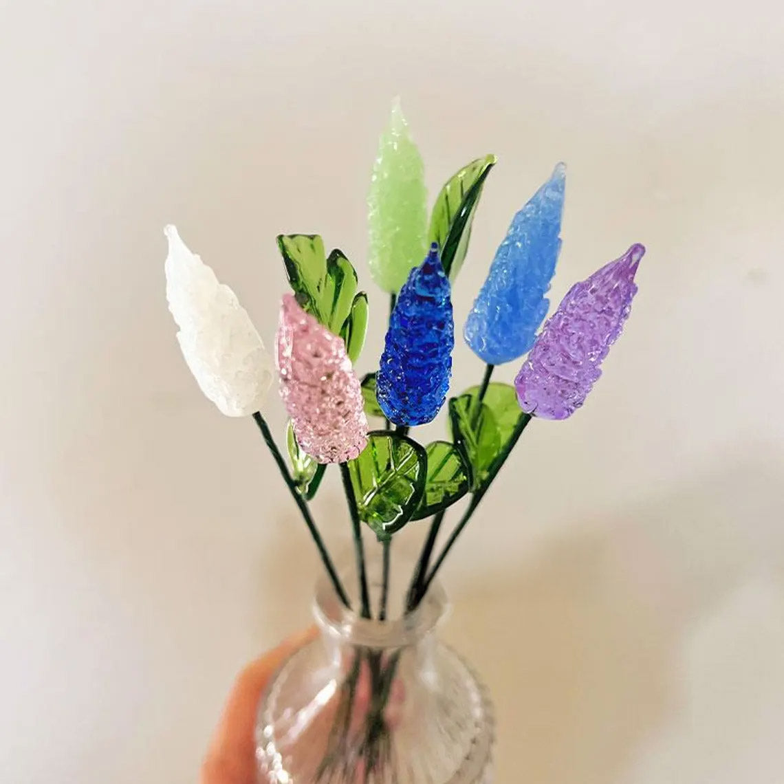 Boho Textured Glass Flower Spike – Mini Forever Lavender Stem in Custom Colors