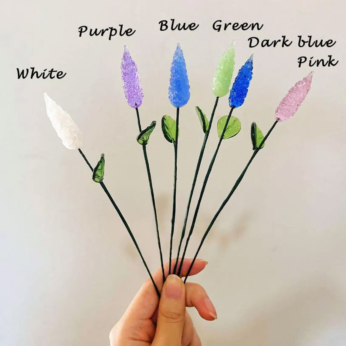 Boho Textured Glass Flower Spike – Mini Forever Lavender Stem in Custom Colors