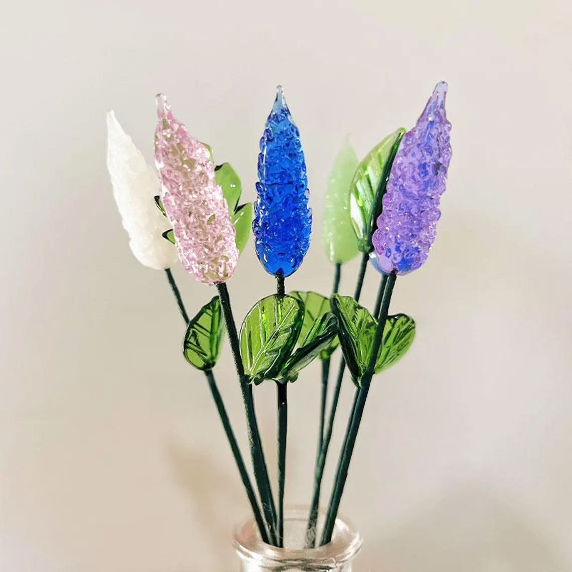 Boho Textured Glass Flower Spike – Mini Forever Lavender Stem in Custom Colors