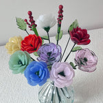 Hand-Blown Glass Ranunculus Stem – Vibrant Multicolored Forever Flower Bouquet