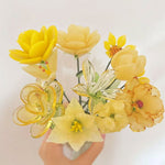 Mini Hand-Blown Yellow Floral Bouquet – Mixed Sunshine Glass Flower Stems